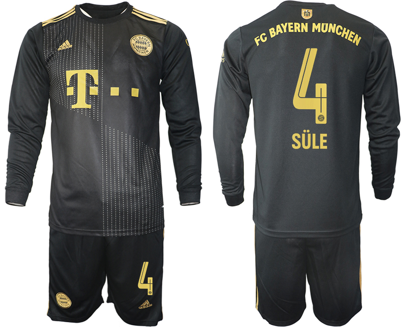 Men 2021-2022 Club Bayern Munich away black Long Sleeve #4 Soccer Jersey->bayern munich jersey->Soccer Club Jersey